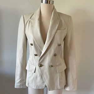 L’ Agence | Kenzie Leather Blazer | Color: Cream | Size 4